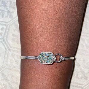 Silver Hexagonal Crystal Bracelet Modern Minimalist Design